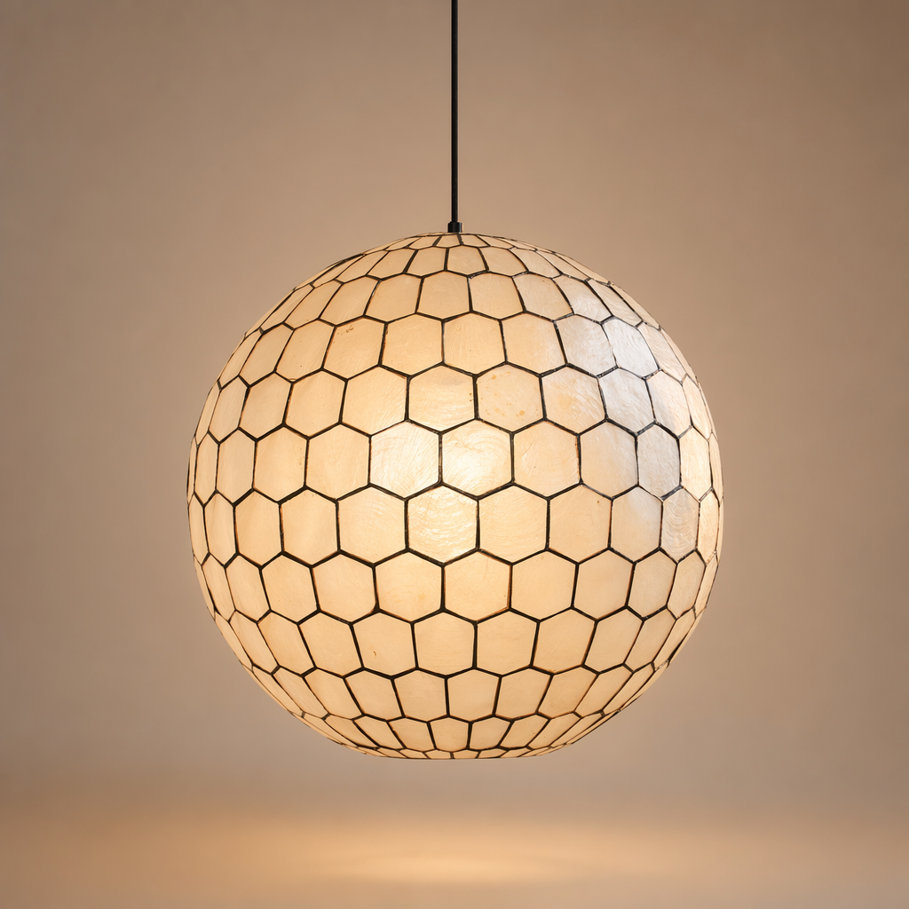 Modern Capiz Honeycomb Globe Pendant Light - 01 01-hero-product