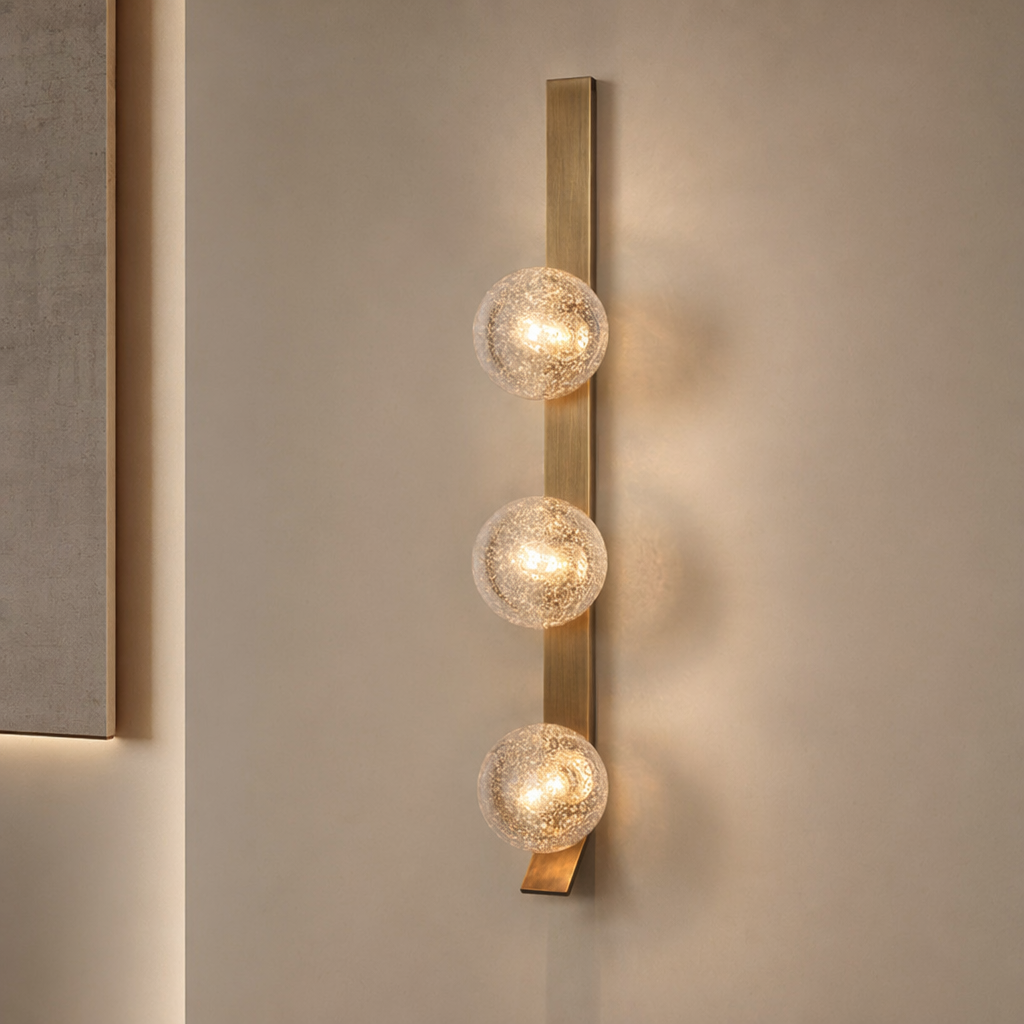 Modern Glass Globe Wall Sconce in Antique Brass - product image 01