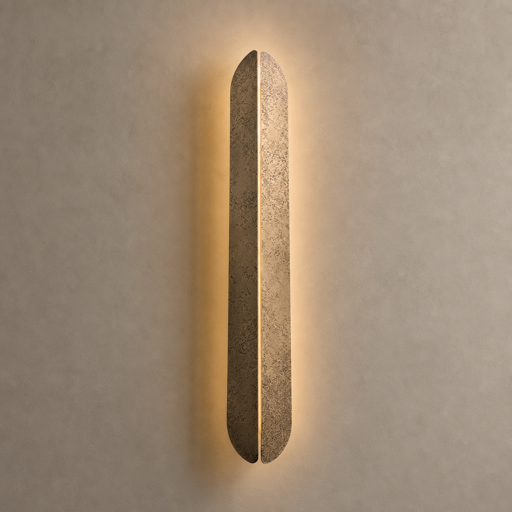 Modern Etched Brass Linear Wall Sconce in Antique Brass - product image 01