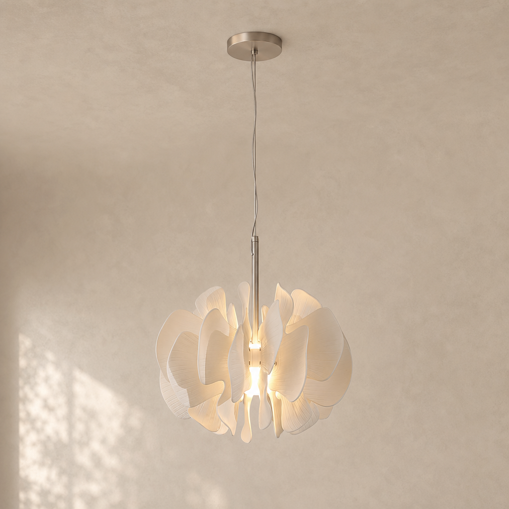 Sculptural Ivory Ceramic Petal Pendant hero product