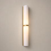 Modern Brushed Brass Milky Glass Wall Sconce - generated main 01 01-hero-product