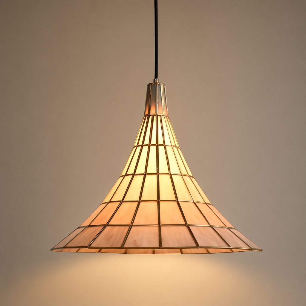 Modern Amber Shell Cone Pendant Light - 01 01-hero-product