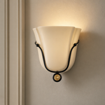 Modern Ceramic Cup Wall Sconce with Brass Accent