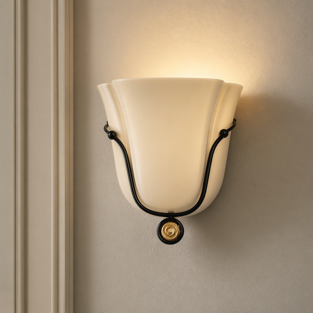 Modern Ceramic Vase Wall Sconce with Brass Accent - product image 01