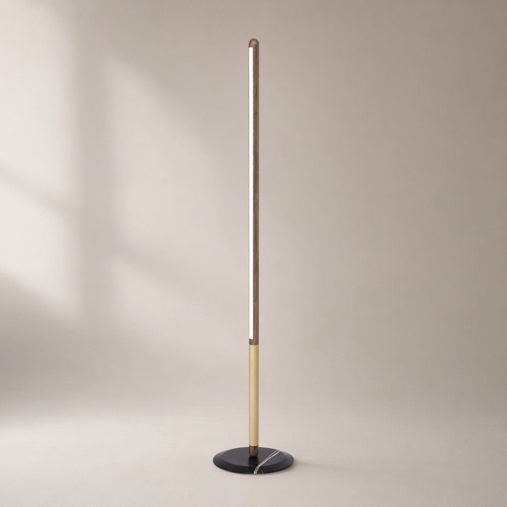 Modern Walnut LED Floor Lamp with Marble Base - generated main 01 01-hero-product