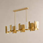 Modern Brushed Brass Spanish Alabaster Linear Chandelier - generated main 01 01-hero-product