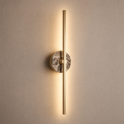 Modern Stone Disc Linear Wall Sconce in Natural Brass - product image 01