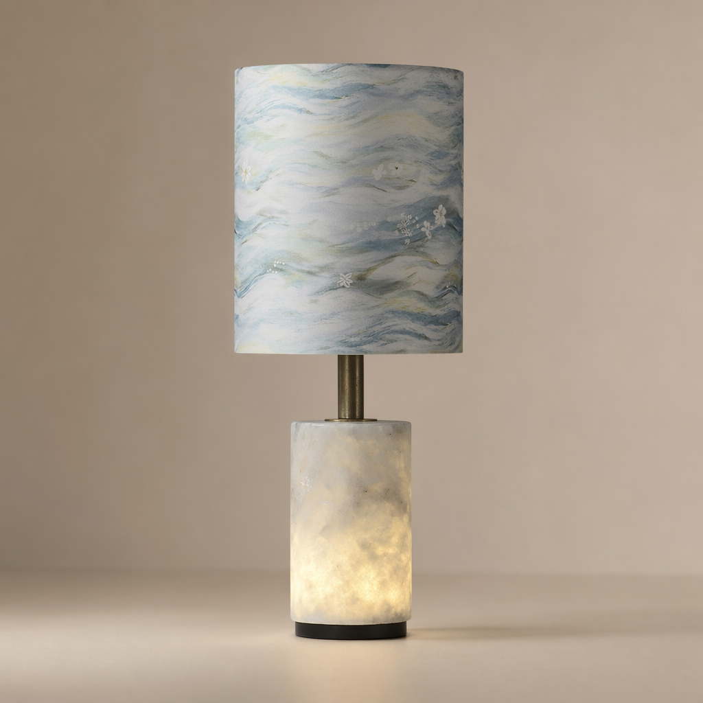 Modern Natural Stone Fabric Shade Table Lamp - generated main 01 01-hero-product