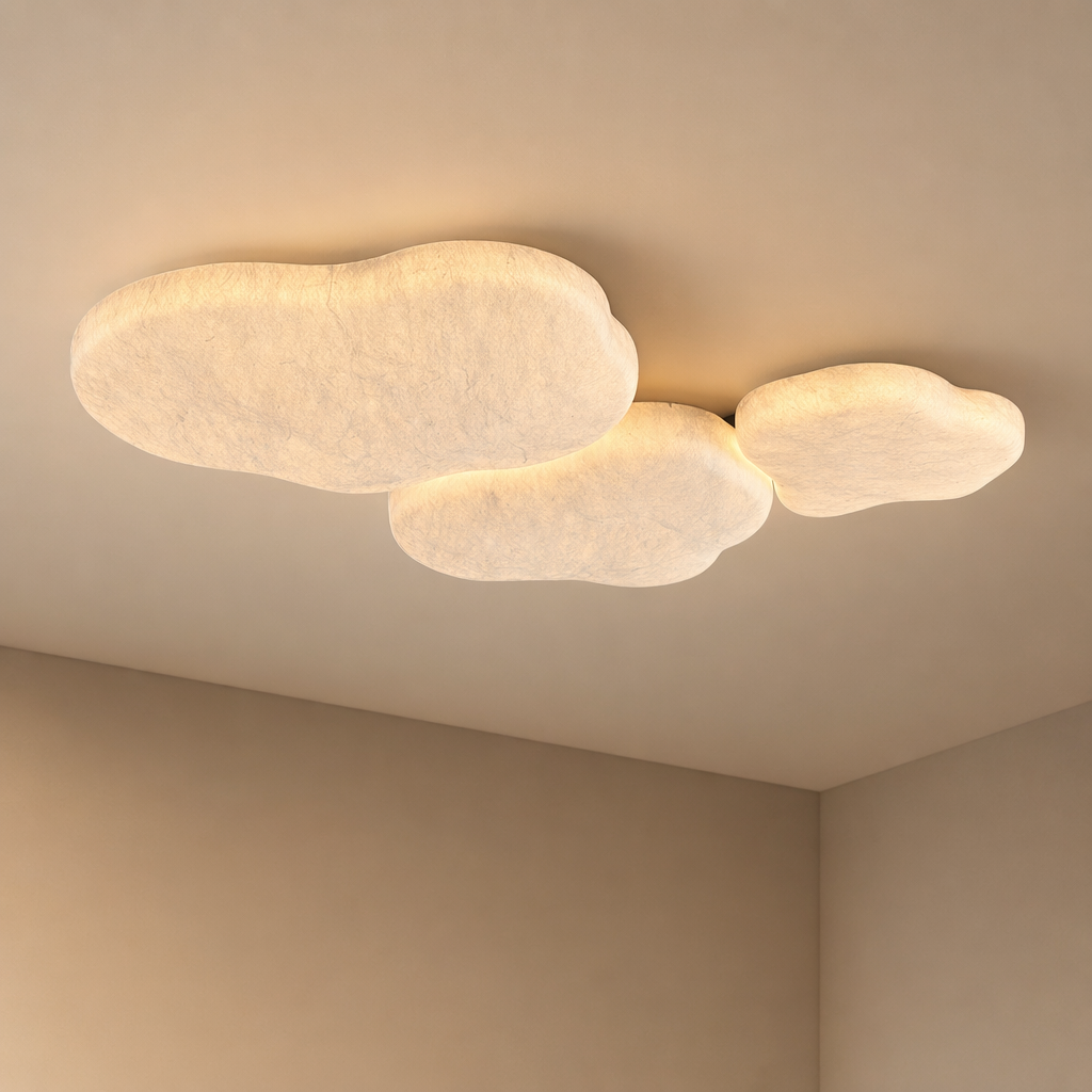 Modern Mulberry Silk Cloud Ceiling Light in White - product image 01