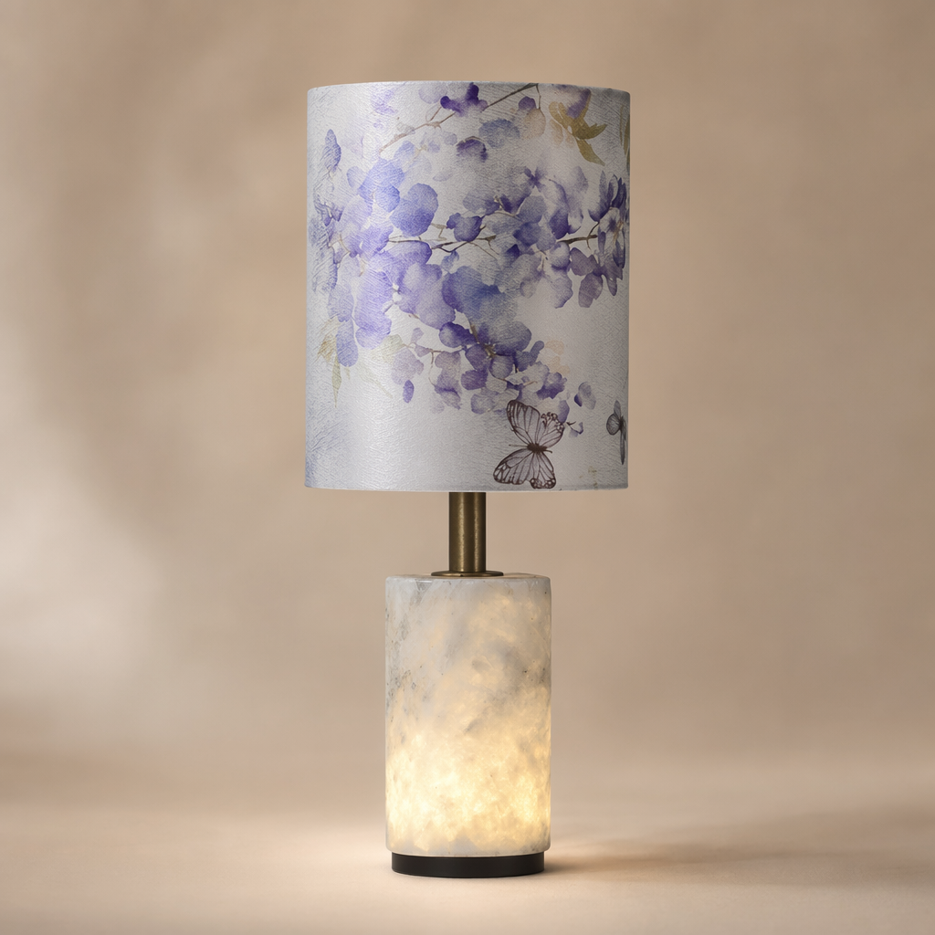 Modern Purple Floral Fabric Shade Table Lamp - generated main 01 01-hero-product