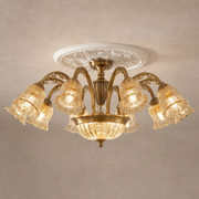Vintage Brass Floral Glass Flush Mount hero product