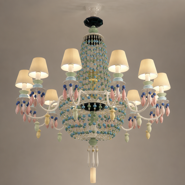 Ivorelle Multicolor Ceramic Beaded Chandelier – Custom Project