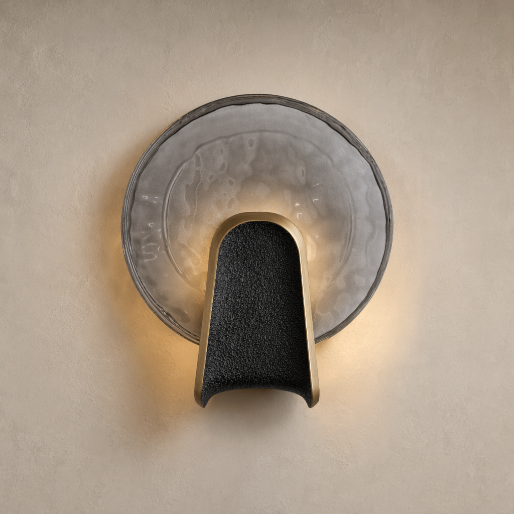 Modern Smoky Glass Round Wall Sconce - 01 01-hero-product