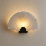 Modern Snowflake Alabaster Fan Wall Sconce in Matte Black - product image 01