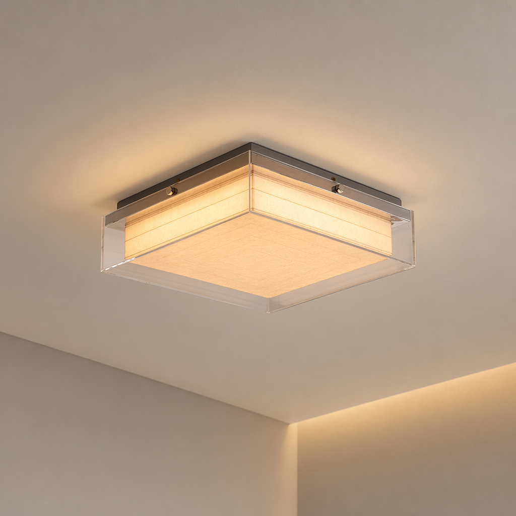 Modern Square Acrylic Wood Ceiling Light - 01 01-hero-product