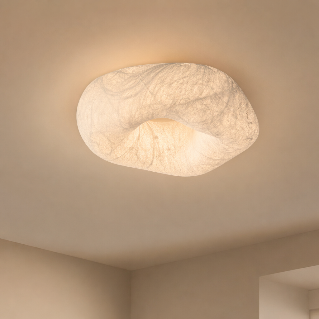 Handmade Mulberry Silk Cloud Ceiling Light in White - product image 01