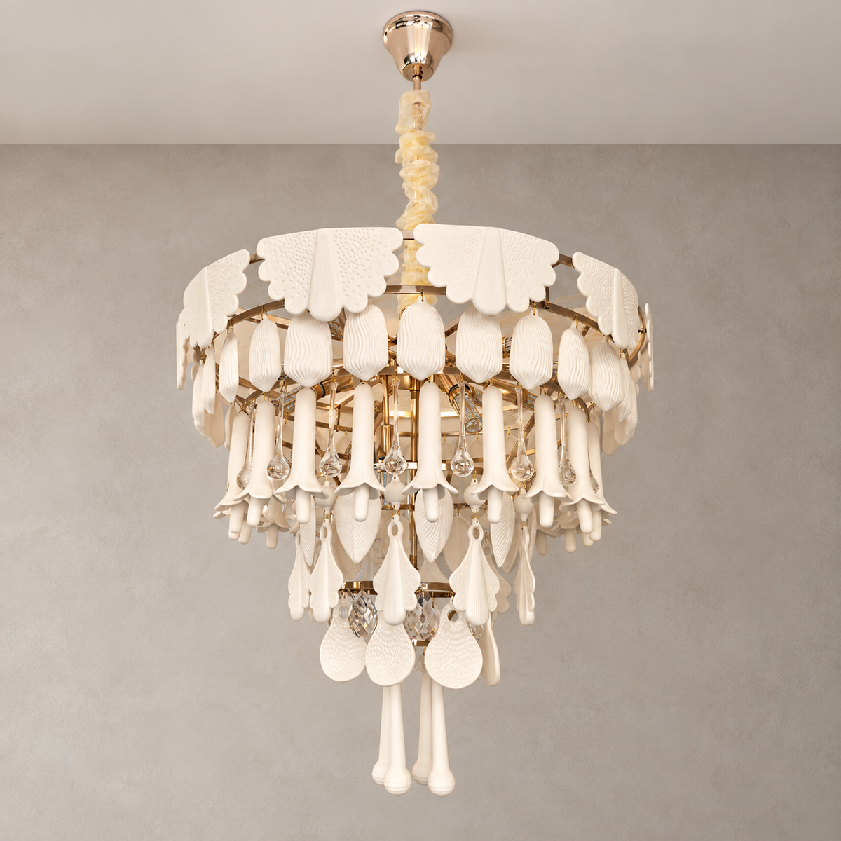 Muguetelle Ivory Ceramic Lily of the Valley Chandelier — clean product hero
