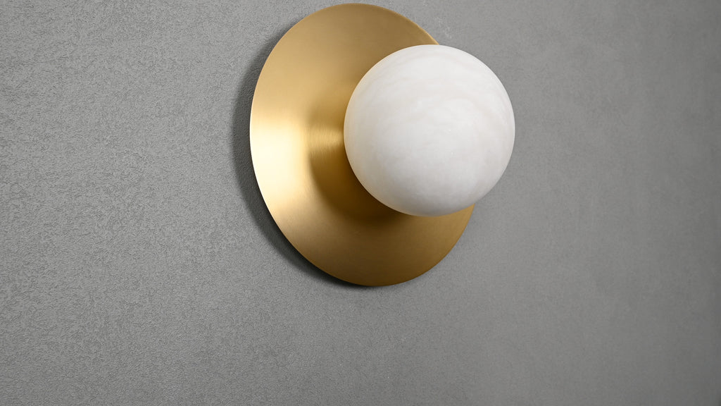 Modern Alabaster Globe Wall Sconce in Natural Brass - 01 01-main-front