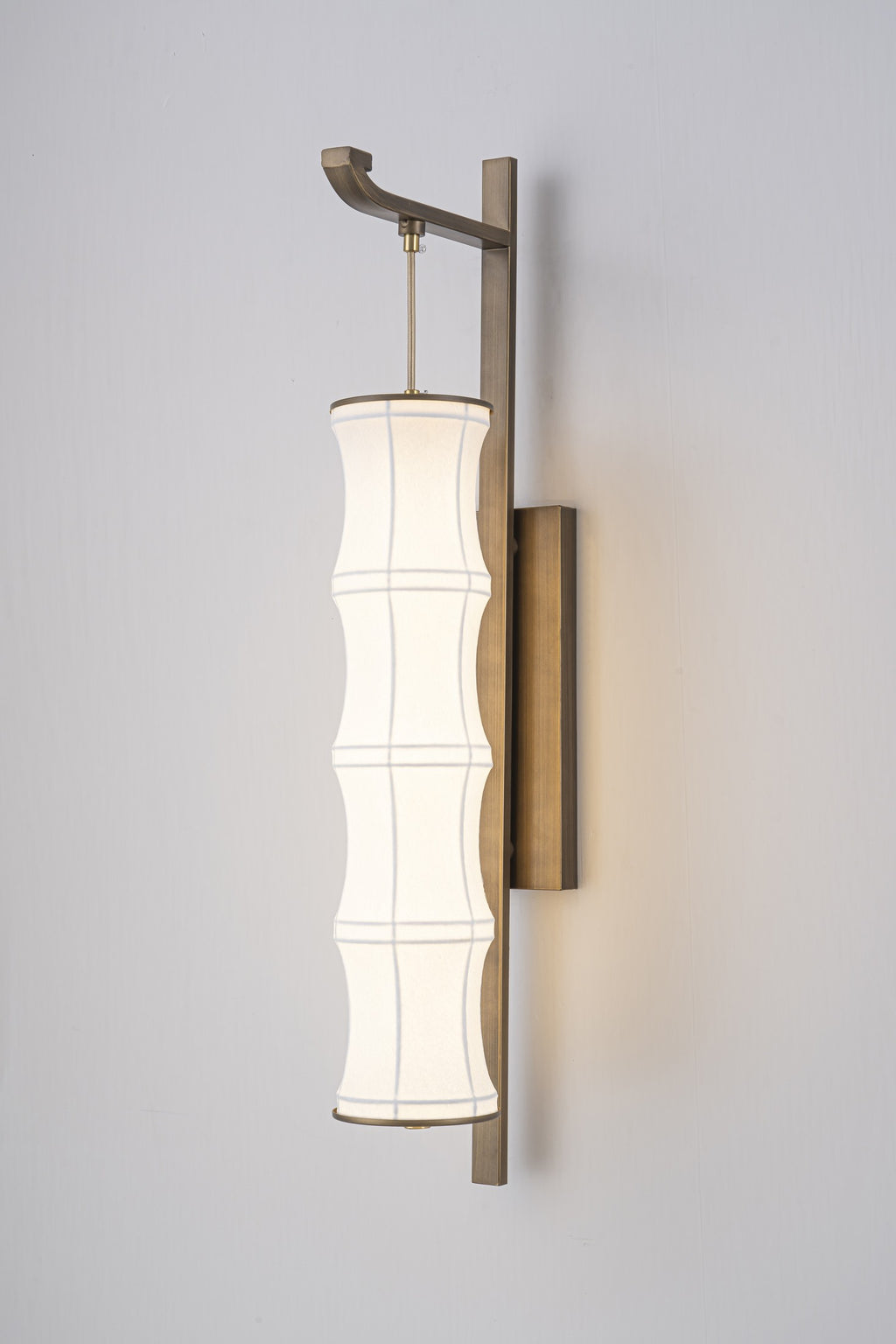 Modern Song-Inspired Mulberry Silk Wall Sconce in Antique Brass - 01 01-main-product