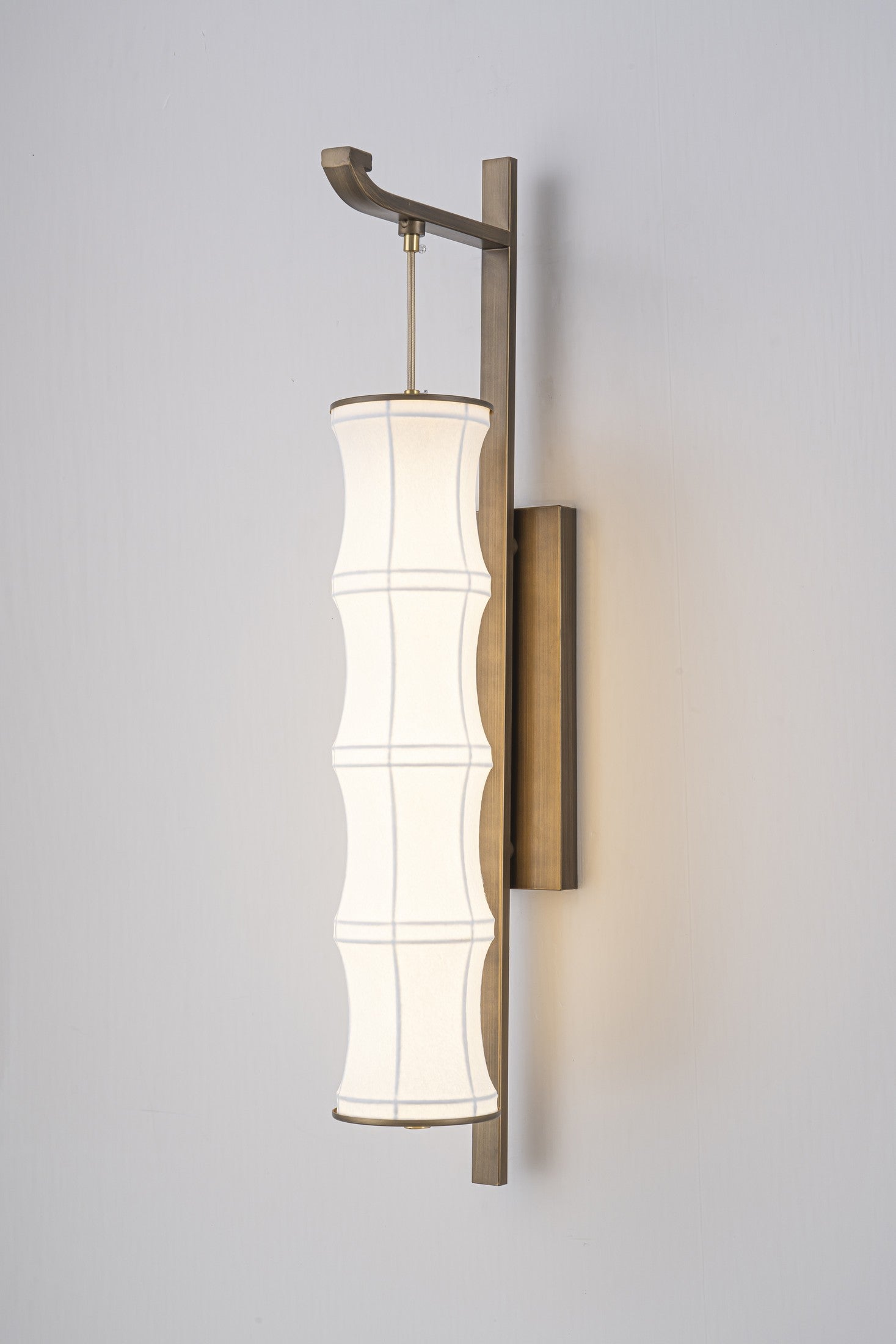Modern Song-Inspired Mulberry Silk Wall Sconce in Antique Brass - 01 01-main-product