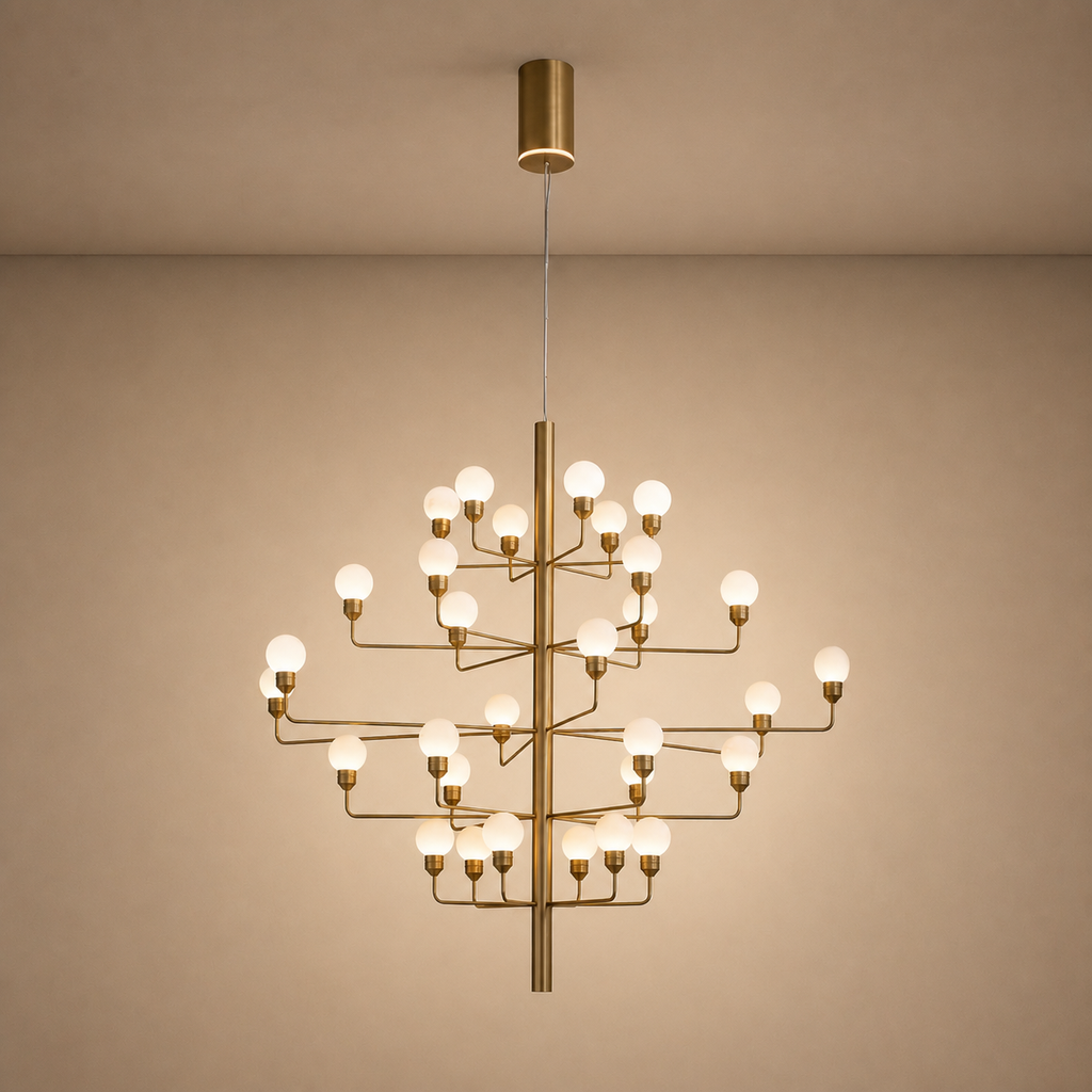 Modern Alabaster Branch Chandelier in Natural Brass - product image 01