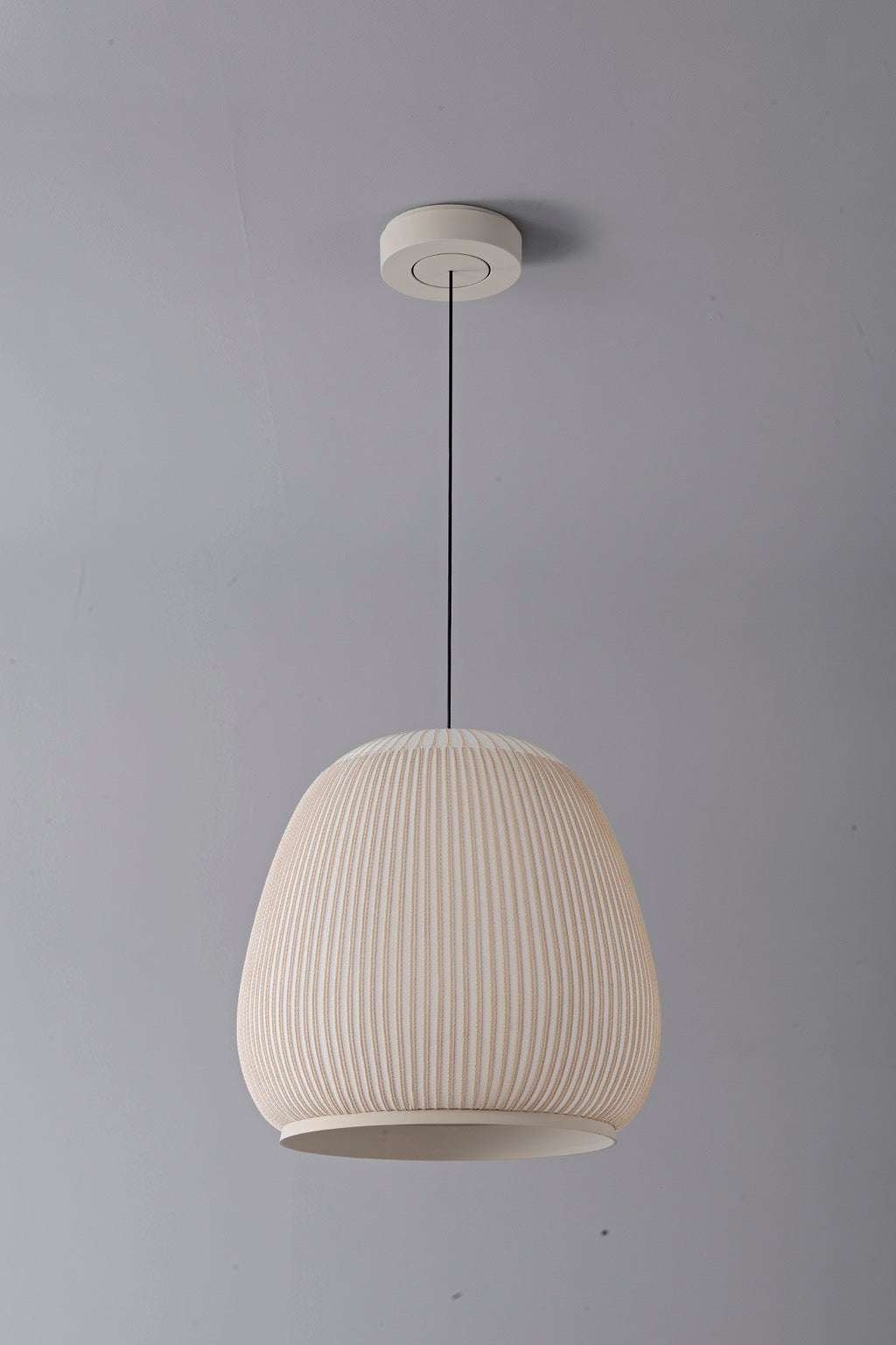 Modern Ribbed Dome Pendant Light — complete tall shade shown unlit
