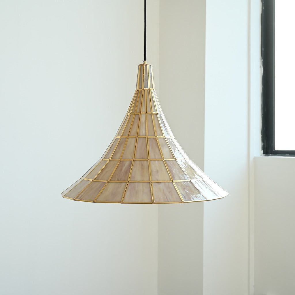 Modern Amber Shell Cone Pendant Light - 16 01-real-square-DSC-7864