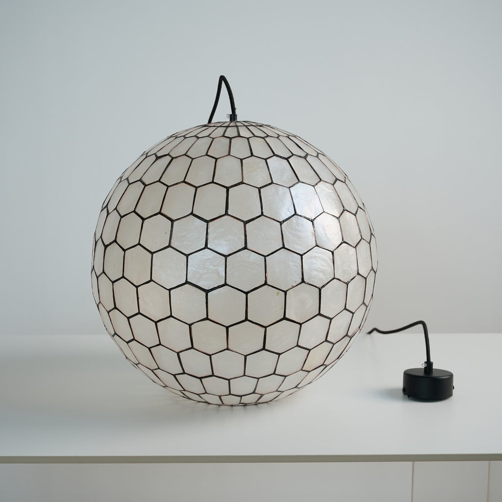 Modern Capiz Honeycomb Globe Pendant Light - 17 01-real-square-DSC-8263
