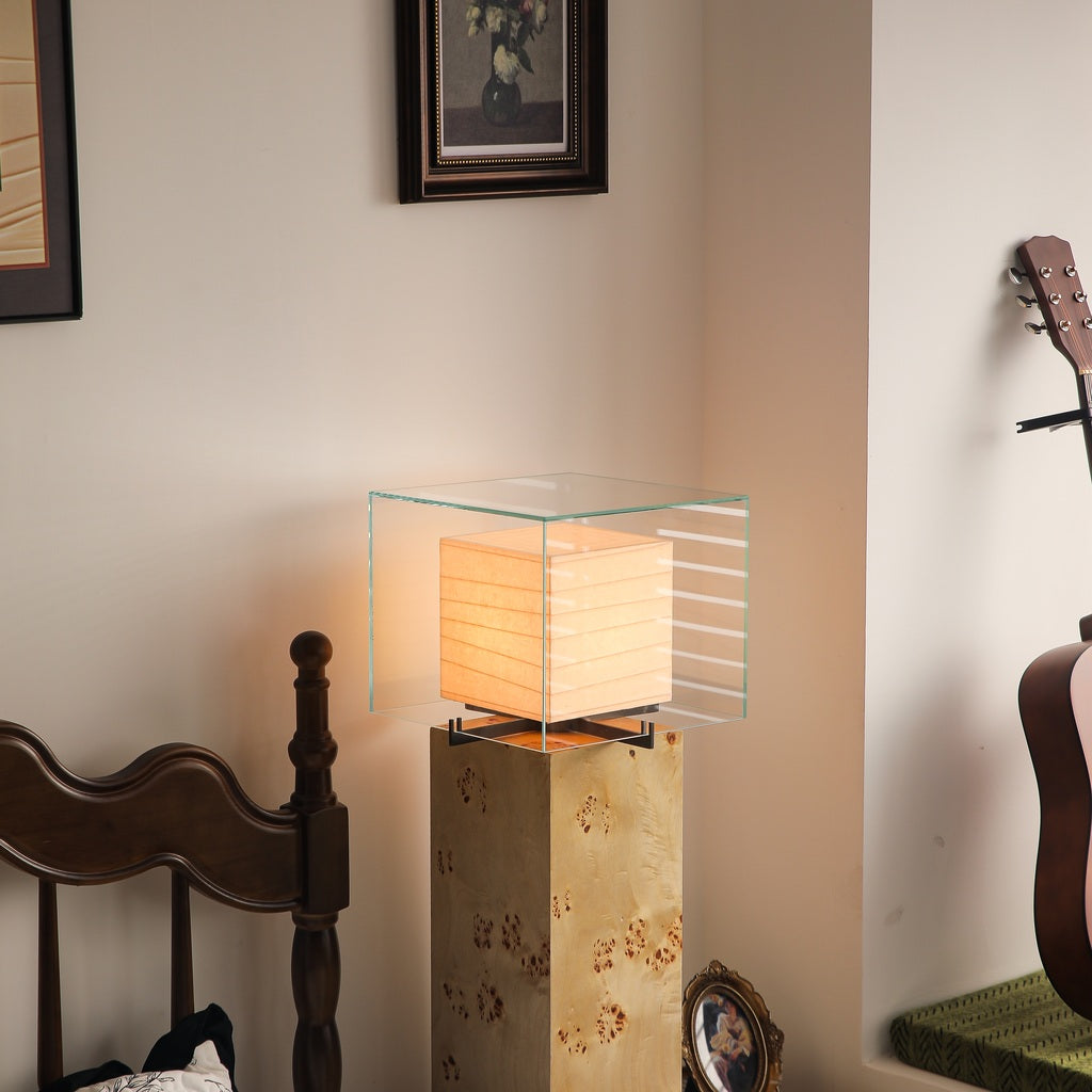 Modern Travertine Glass Shade Table and Floor Lamp - 05 01-real-square-F50A7169