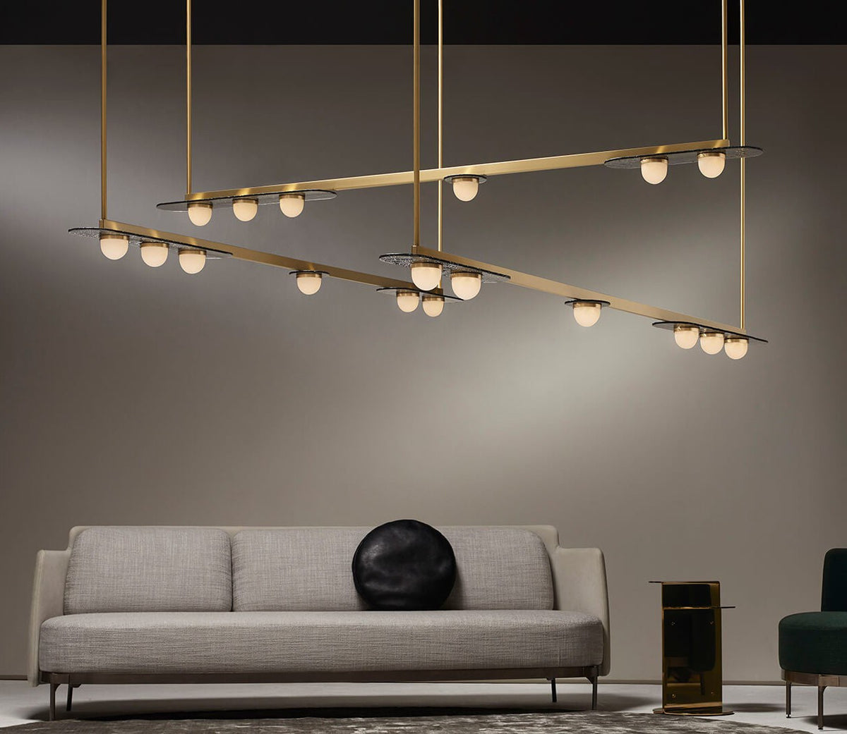 Modern Linear Glass Globe Chandelier - 01 01-scene-linear-glass-globe-chandelier-living-room
