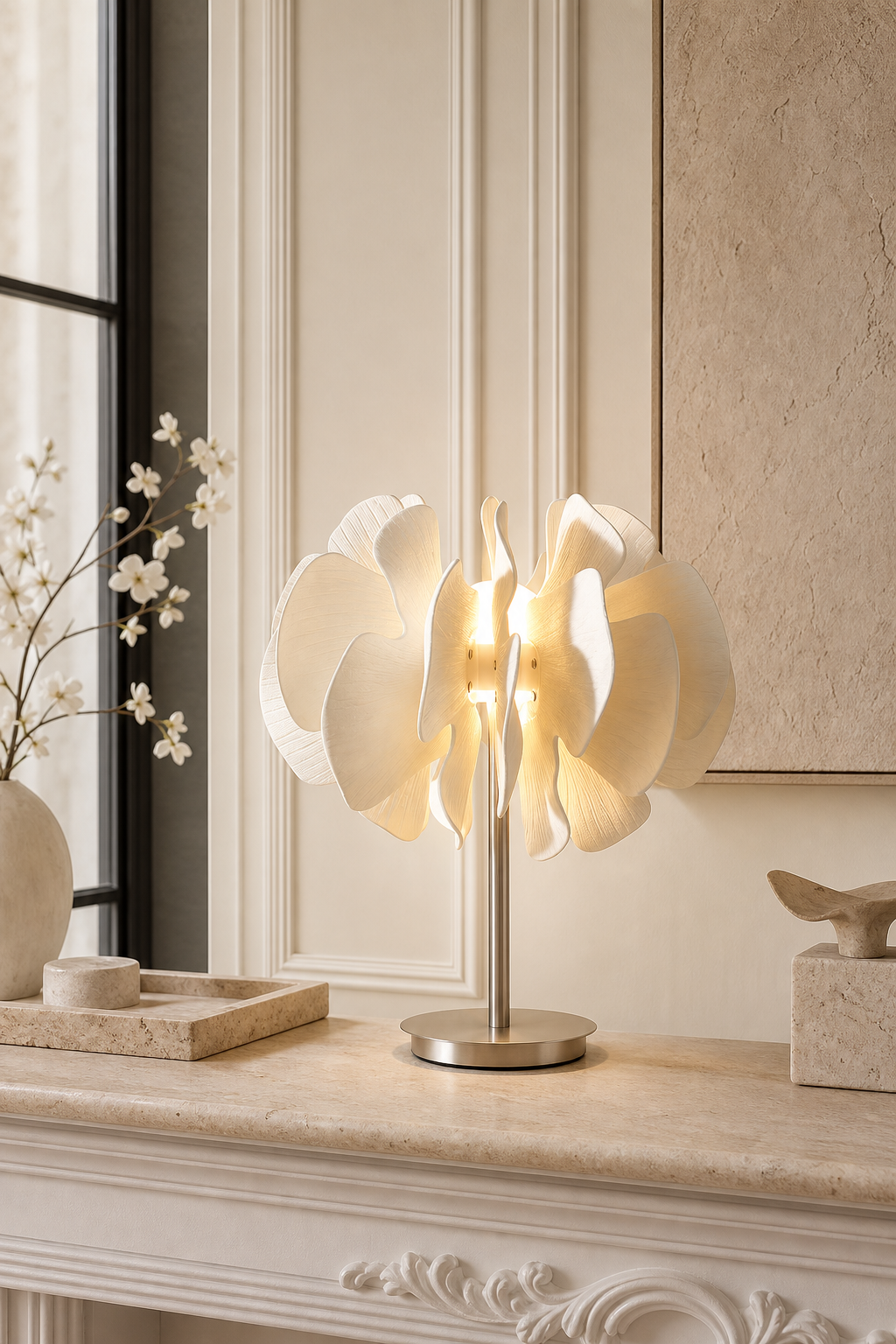 Sculptural Ceramic Petal Table Lamp - curated collection card scene