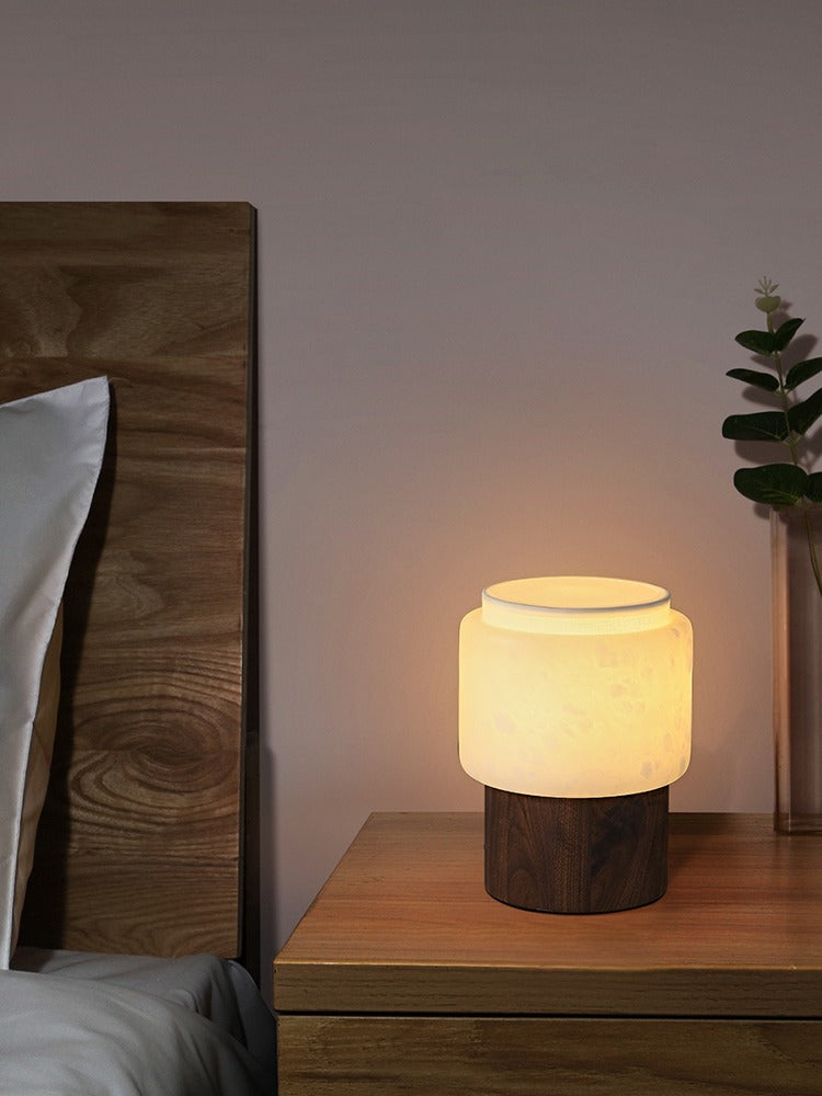 Modern Alabaster Wood Cylinder Table Lamp - 12 01-source-bedside-scene