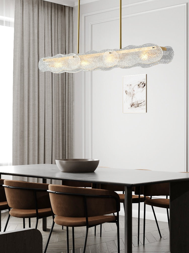 Modern Textured Glass Linear Island Chandelier - 12 01-source-dining-room-linear-glass-chandelier