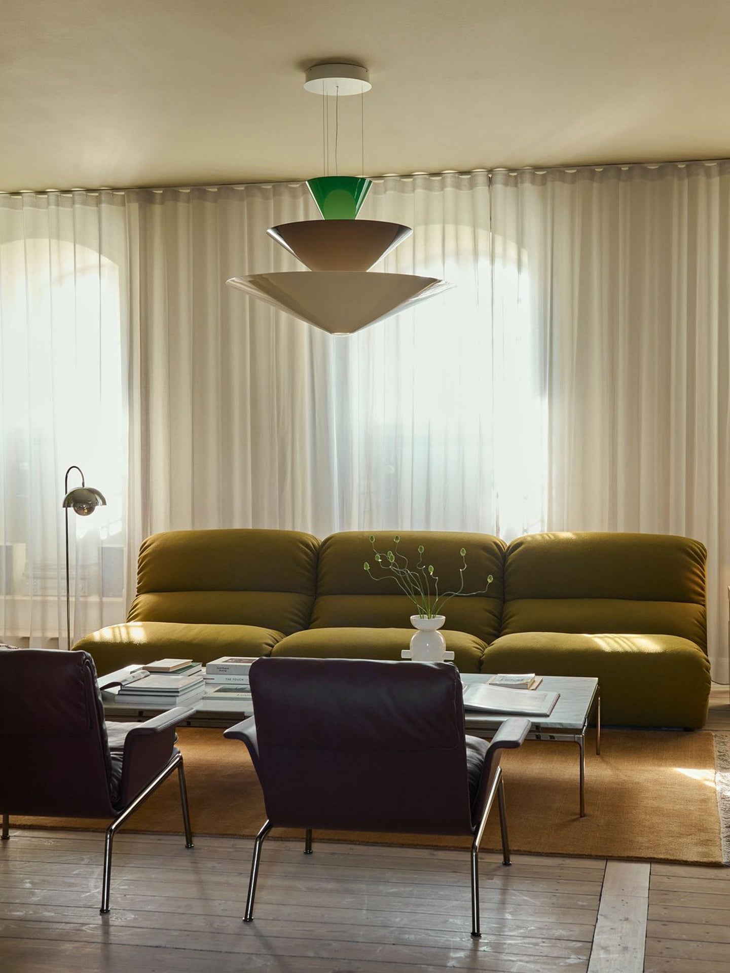 Modern Layered Cone Pendant Light - 14 01-source-green-sofa