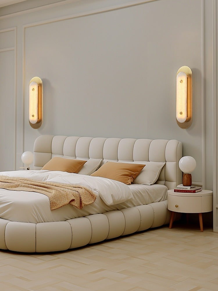 Modern Brass Marble Oval LED Wall Sconce - 14 01-source-hallway-wall-sconce-scene