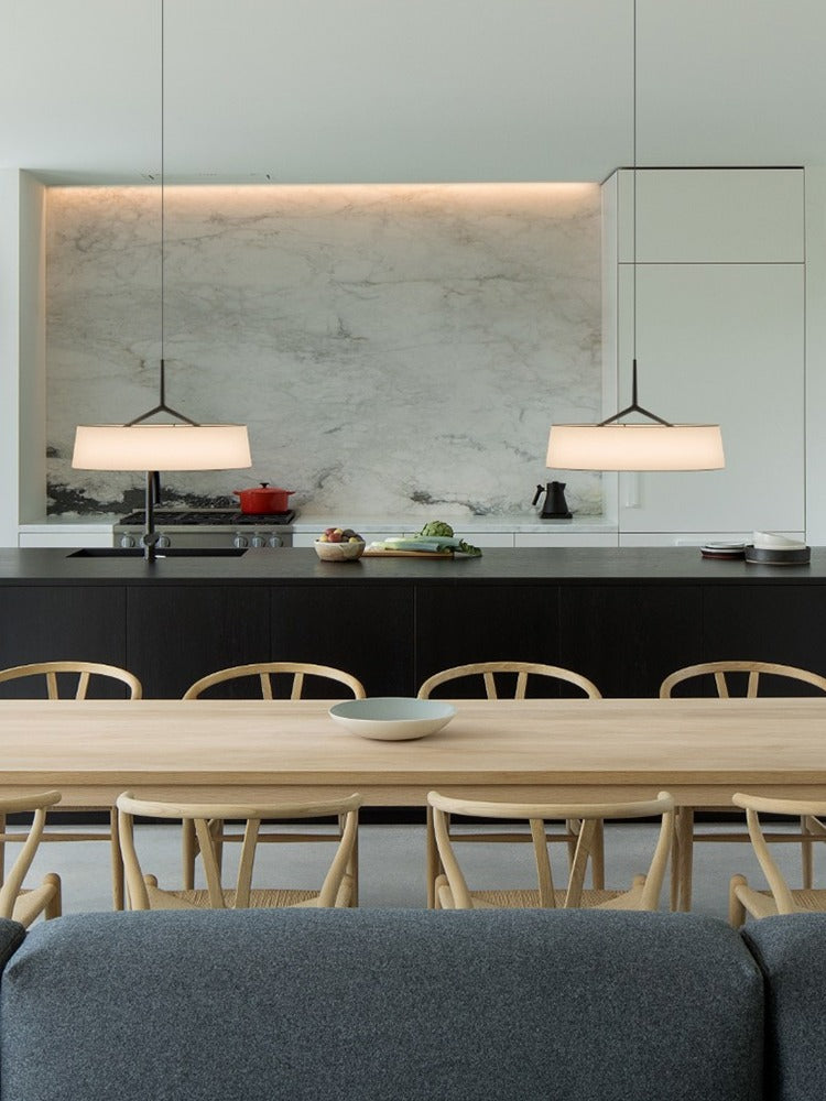 Modern Fabric Drum LED Pendant Light - 12 01-source-kitchen-pendant-scene