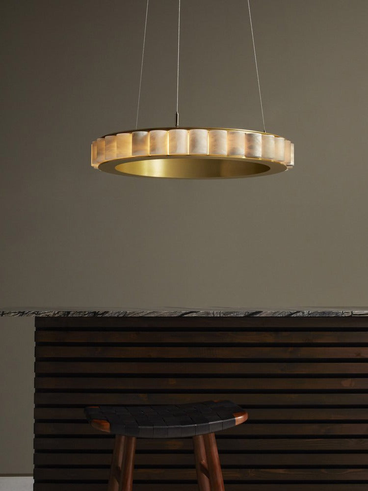 Modern Alabaster Ring LED Pendant Chandelier - 12 01-source-ring-pendant-dining-scene