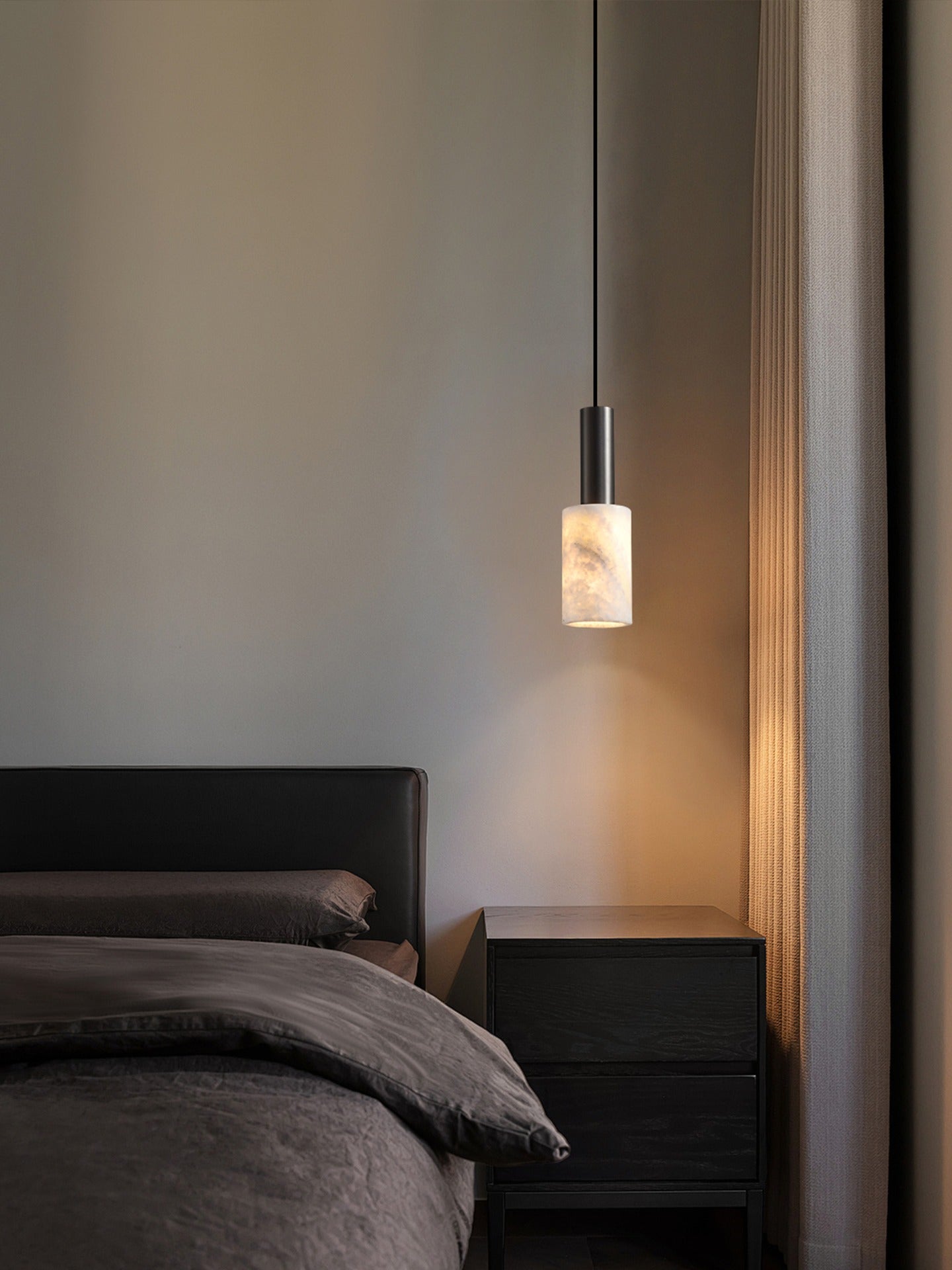 Modern Natural Stone Cylinder Pendant Light - 01 01-source-scene-1