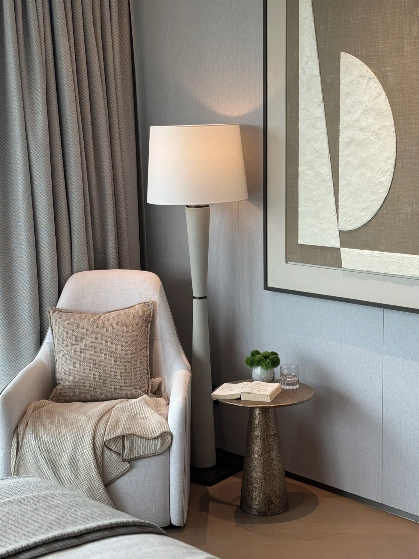 Modern Tapered Fabric Shade Table and Floor Lamp - 02 01-source-scene-1