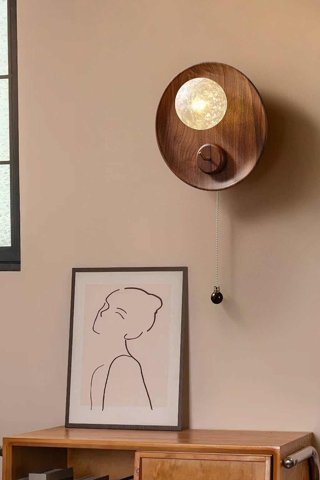 Modern Wood Disc Wall Sconce - 02 01-source-scene-1