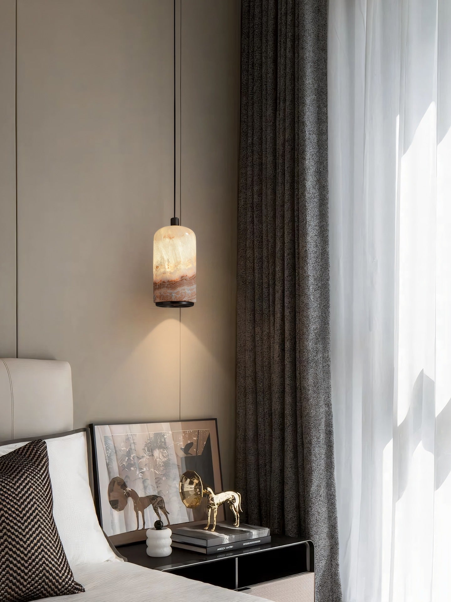 Modern Colorful Stone Cylinder Pendant Light - 01 01-source-scene-1