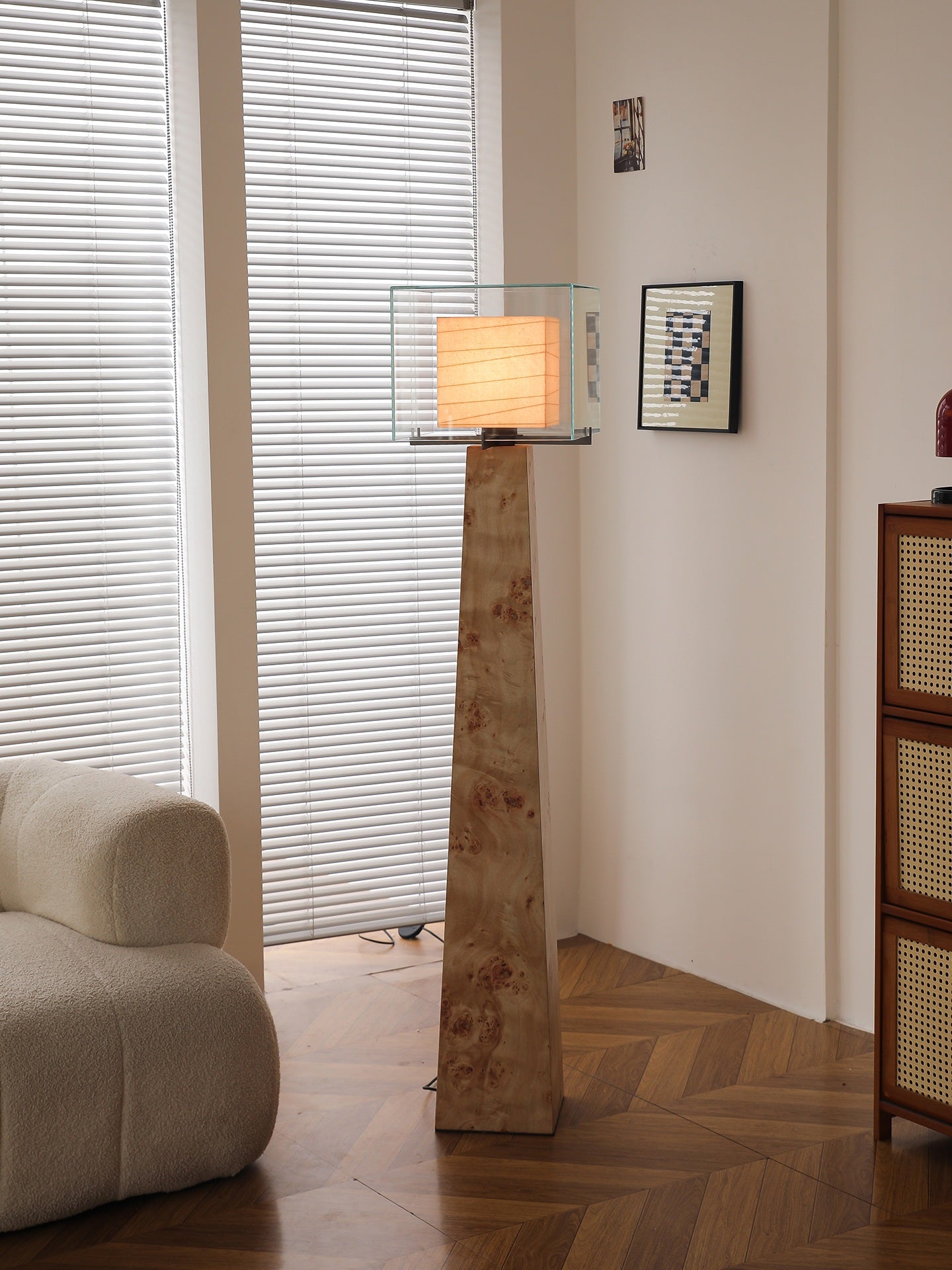 Modern Travertine Glass Shade Table and Floor Lamp - 02 01-source-scene-1