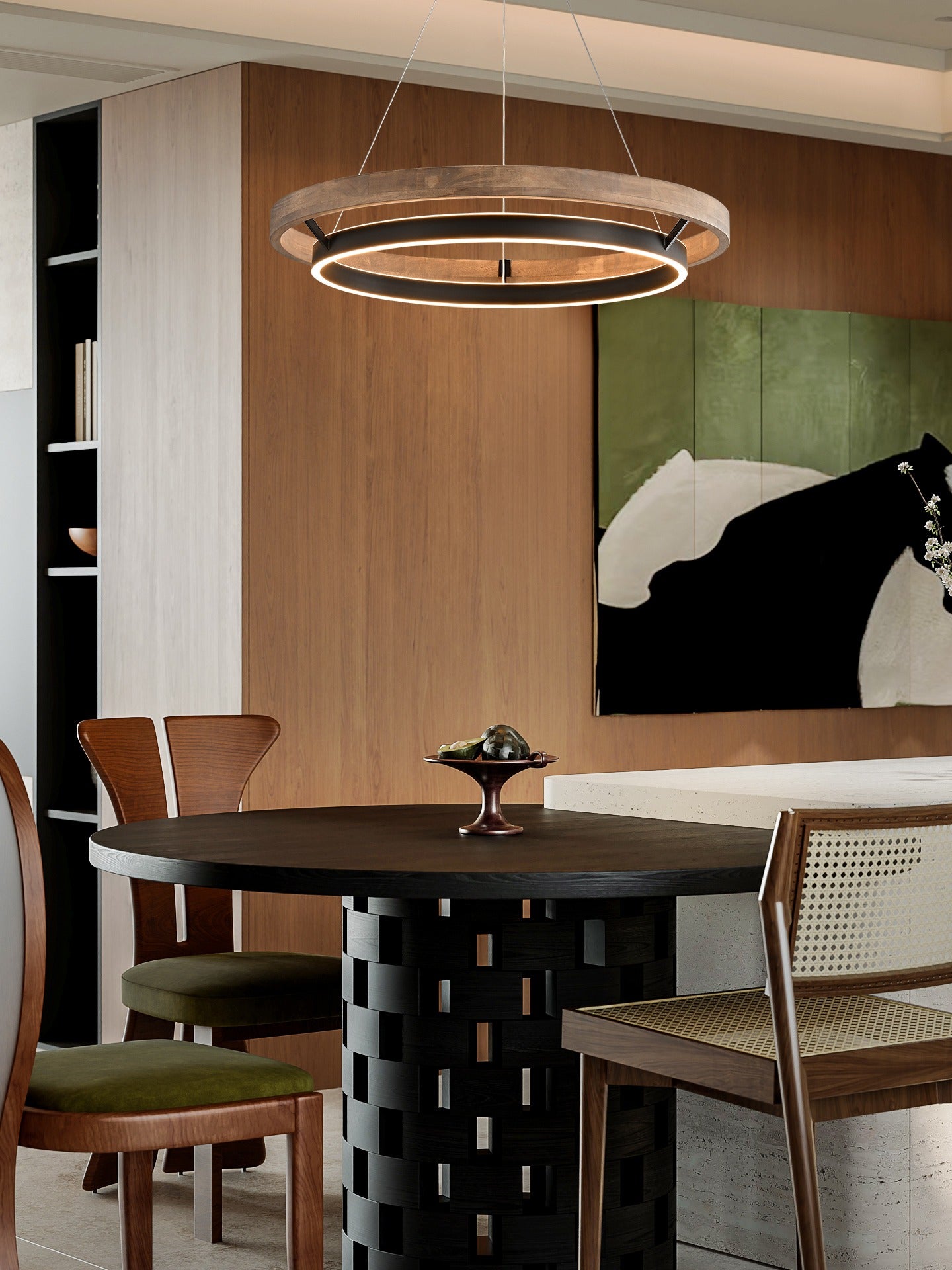 Modern Wood Ring LED Pendant Chandelier - 12 01-source-scene-1