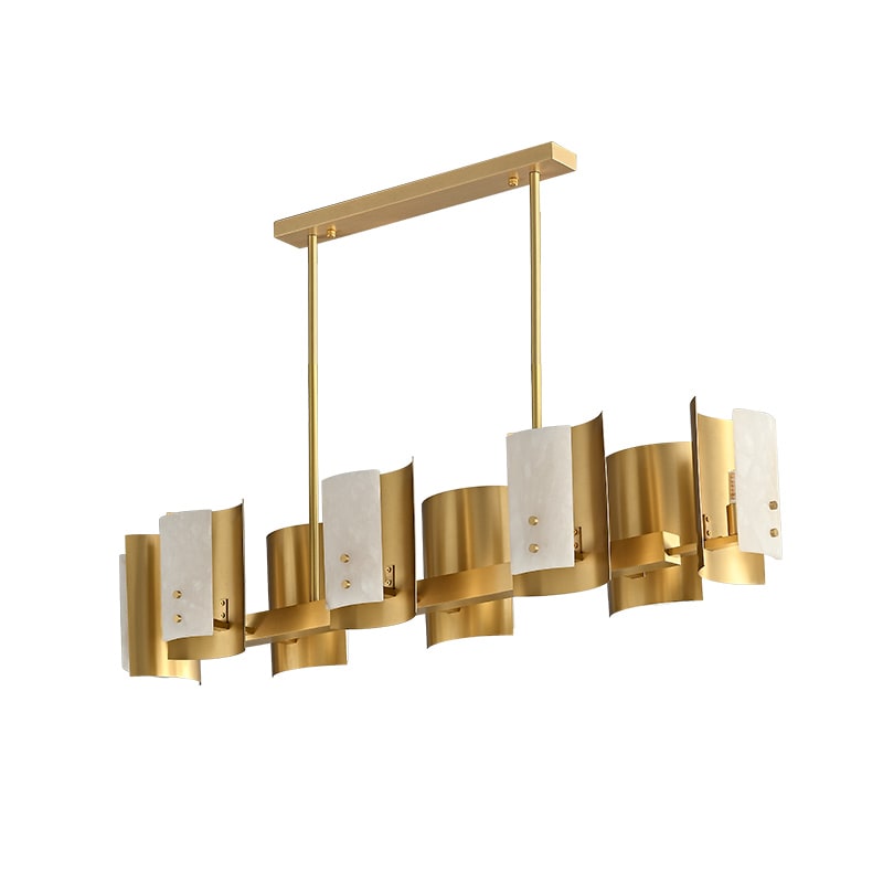 Modern Brushed Brass Alabaster Linear Chandelier - 01 01-white-background-brushed-brass--alabaster-linear-chandelier