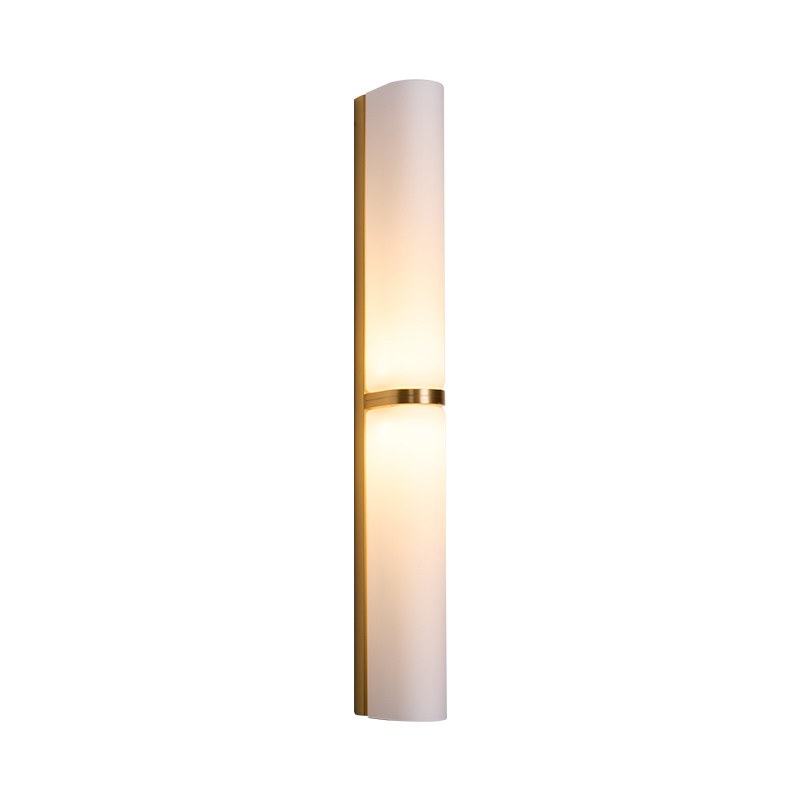 Modern Brushed Brass Milky Glass Wall Sconce - 01 01-white-background-brushed-brass-milky-white-wall-sconce