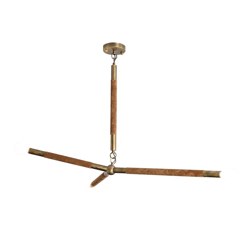 Modern Brass Branch Chandelier with Suede Accents - 01 01-white-background-copper-suede-branch-chandelier