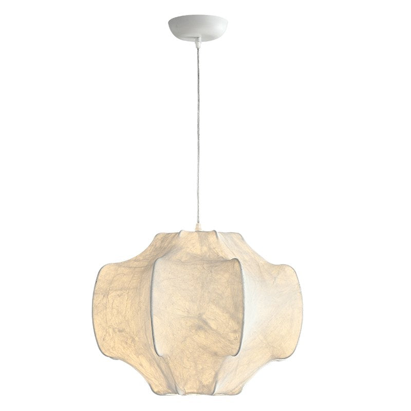 Handmade Mulberry Silk Pendant Light in White - 01 01-white-background-handmade-silk-pendant