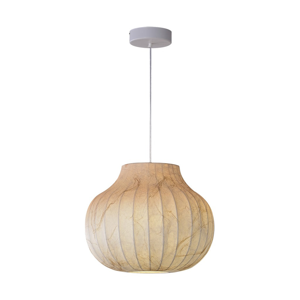 Modern Ribbed Silk Globe Pendant Light - 13 01-white-background-image