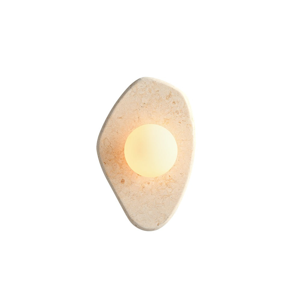 Modern Organic Stone Oval Wall Sconce - 14 01-white-background-image