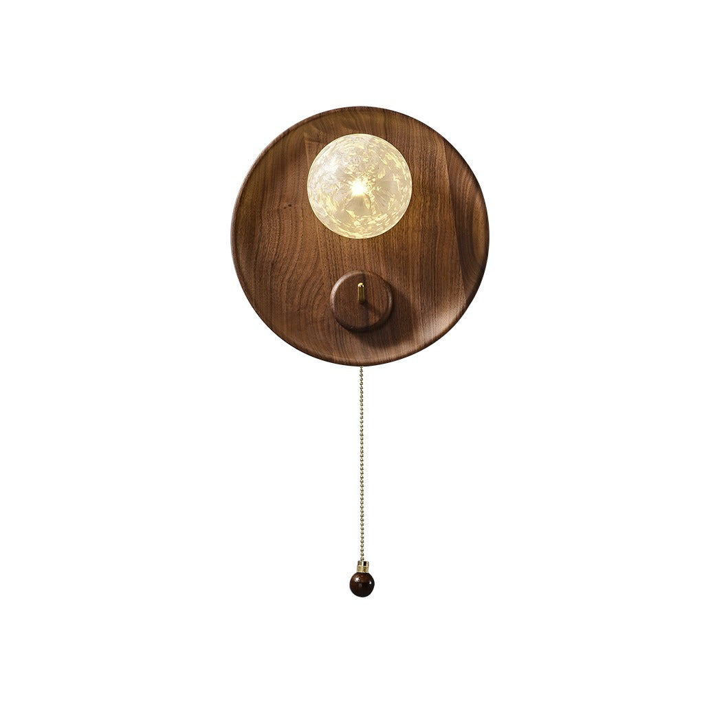 Modern Wood Disc Wall Sconce - 11 01-white-background-image